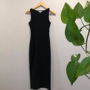 Vintage Black Fitted Maxi Dress with Back Slit